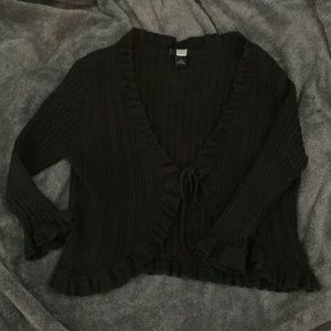 Studio 1940 Black Ruffled Front-Tie Top